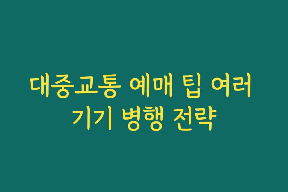 대중교통 예매 팁 여러 기기 병행 전략