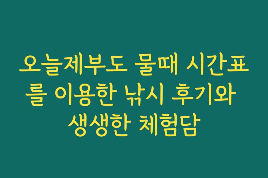 오늘제부도 물때 시간표를 이용한 낚시 후기와 생생한 체험담