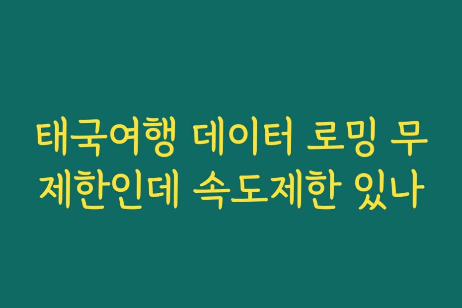 태국여행 데이터 로밍 무제한인데 속도제한 있나