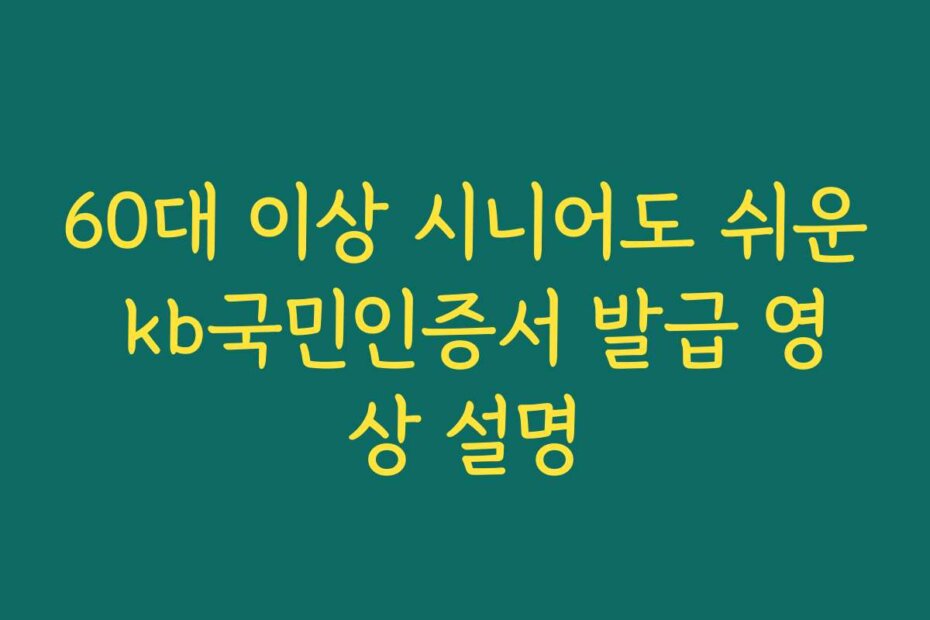 60대 이상 시니어도 쉬운 kb국민인증서 발급 영상 설명