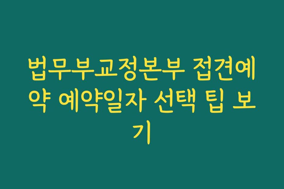 법무부교정본부 접견예약 예약일자 선택 팁 보기