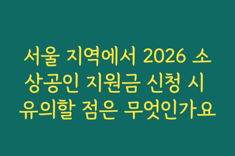 서울 지역에서 2026 소상공인 지원금 신청 시 유의할 점은 무엇인가요