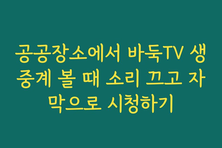 공공장소에서 바둑TV 생중계 볼 때 소리 끄고 자막으로 시청하기