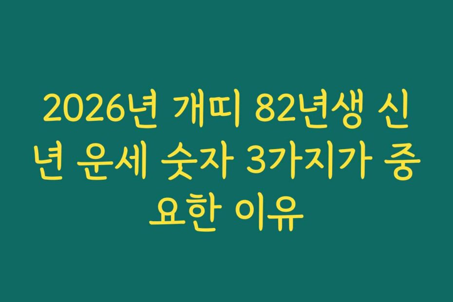 2026년 개띠 82년생 신년 운세 숫자 3가지가 중요한 이유