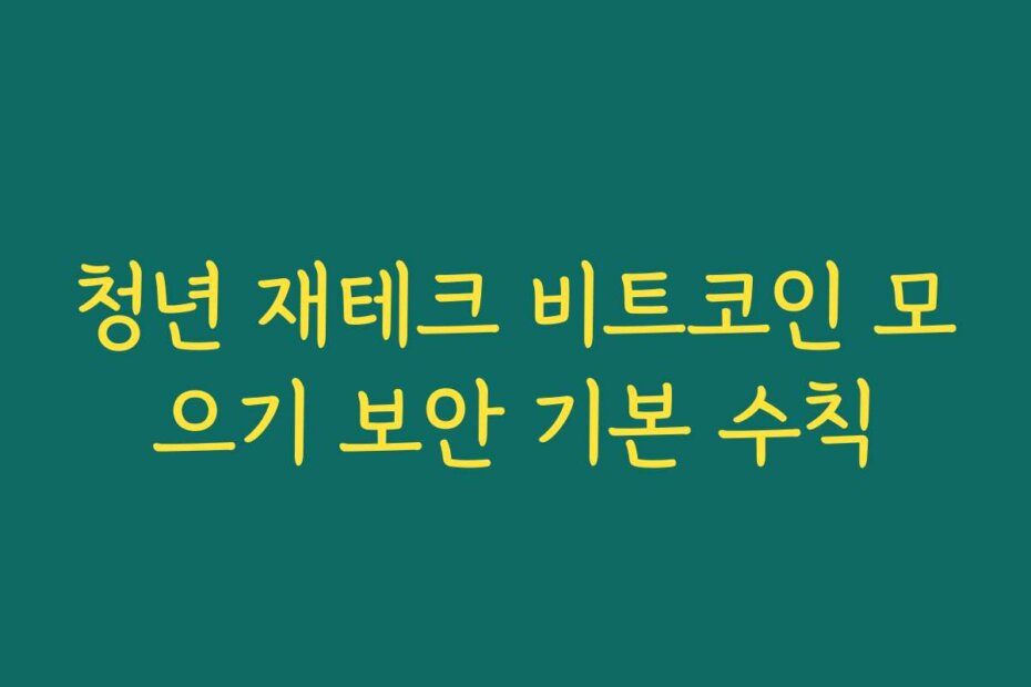 청년 재테크 비트코인 모으기 보안 기본 수칙