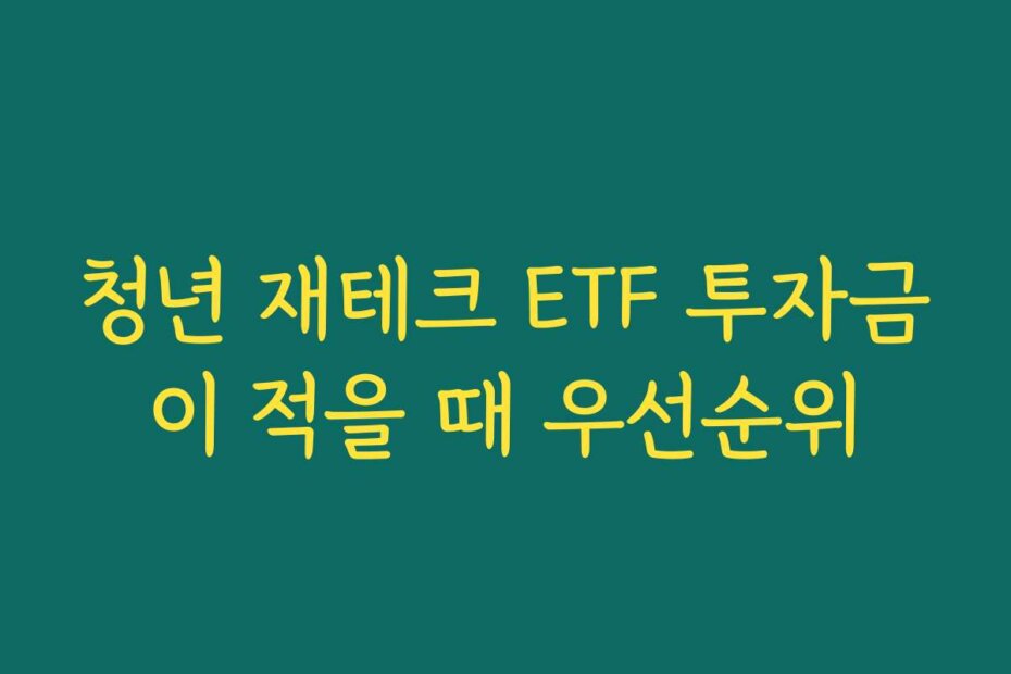 청년 재테크 ETF 투자금이 적을 때 우선순위