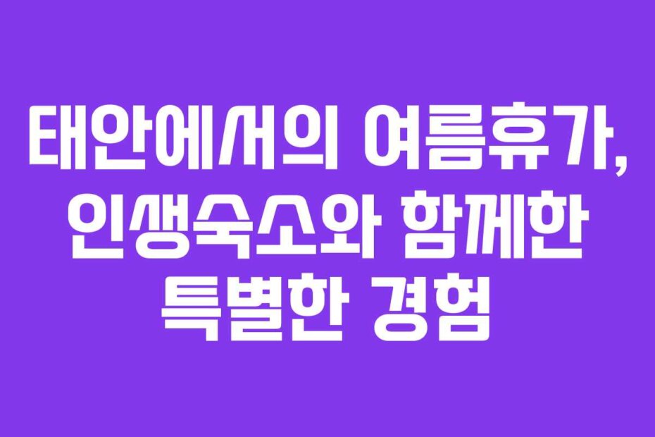 태안에서의 여름휴가, 인생숙소와 함께한 특별한 경험