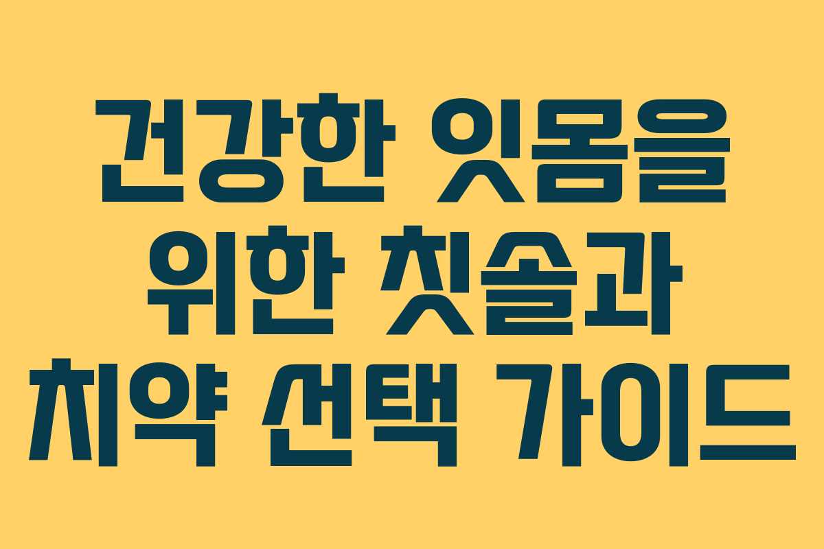 건강한 잇몸을 위한 칫솔과 치약 선택 가이드