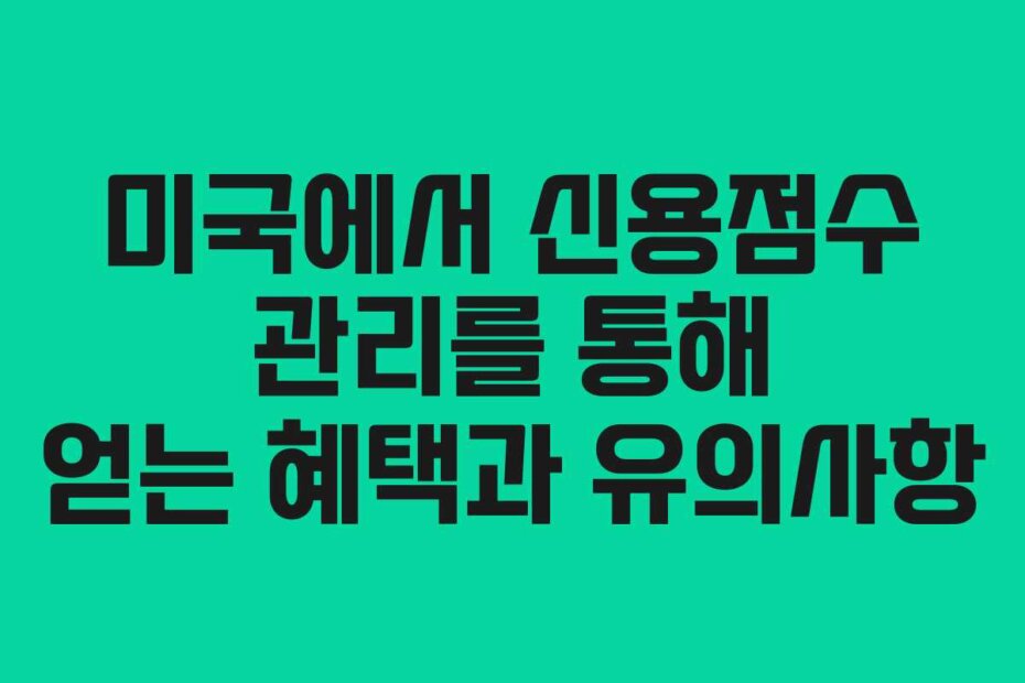 미국에서 신용점수 관리를 통해 얻는 혜택과 유의사항