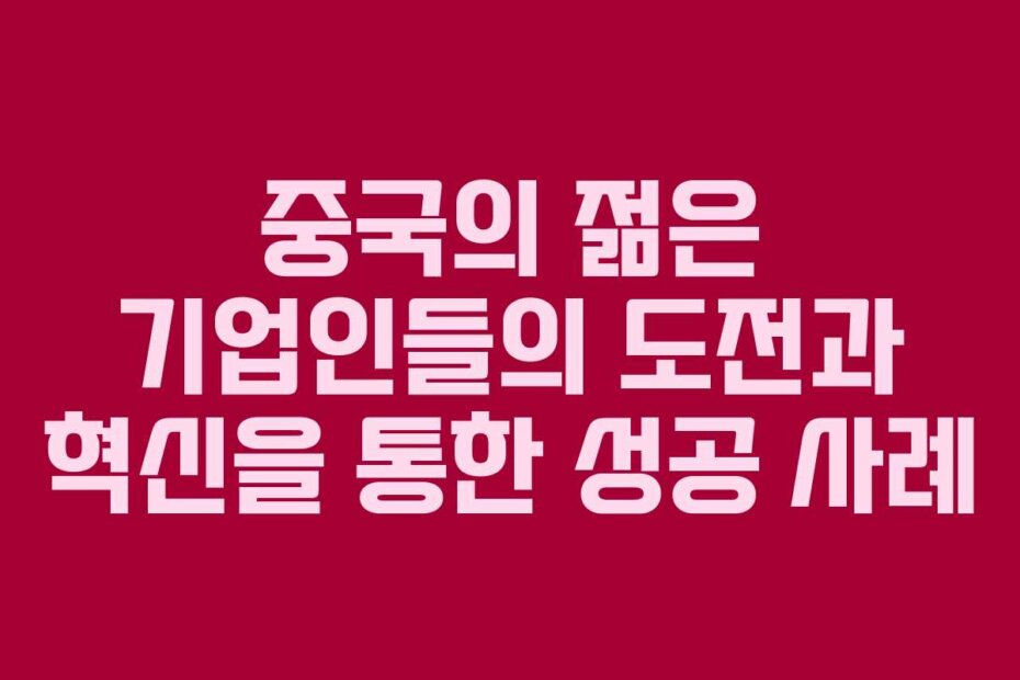 중국의 젊은 기업인들의 도전과 혁신을 통한 성공 사례