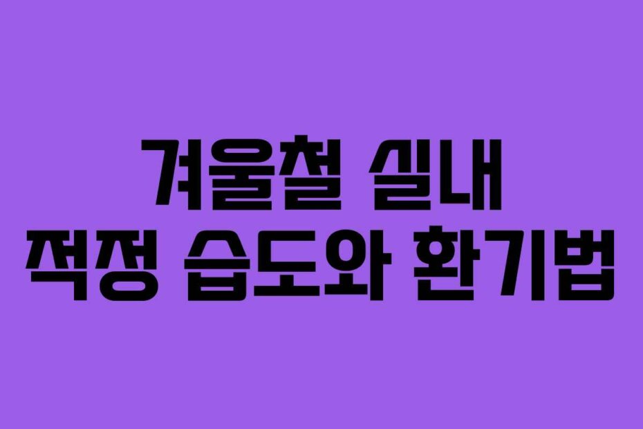 겨울철 실내 적정 습도와 환기법