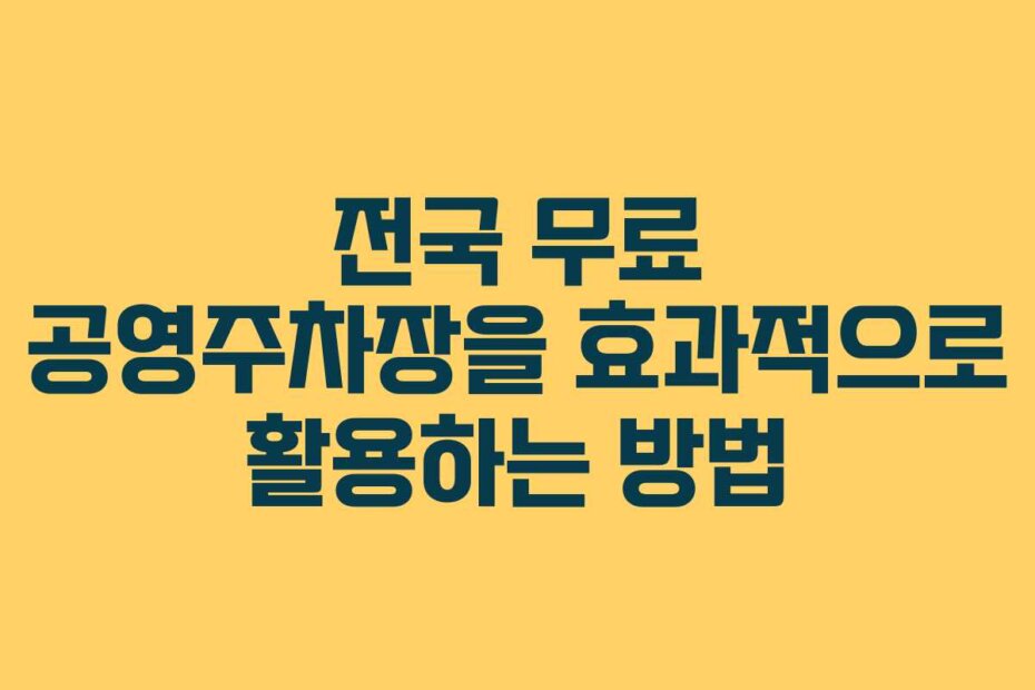 전국 무료 공영주차장을 효과적으로 활용하는 방법
