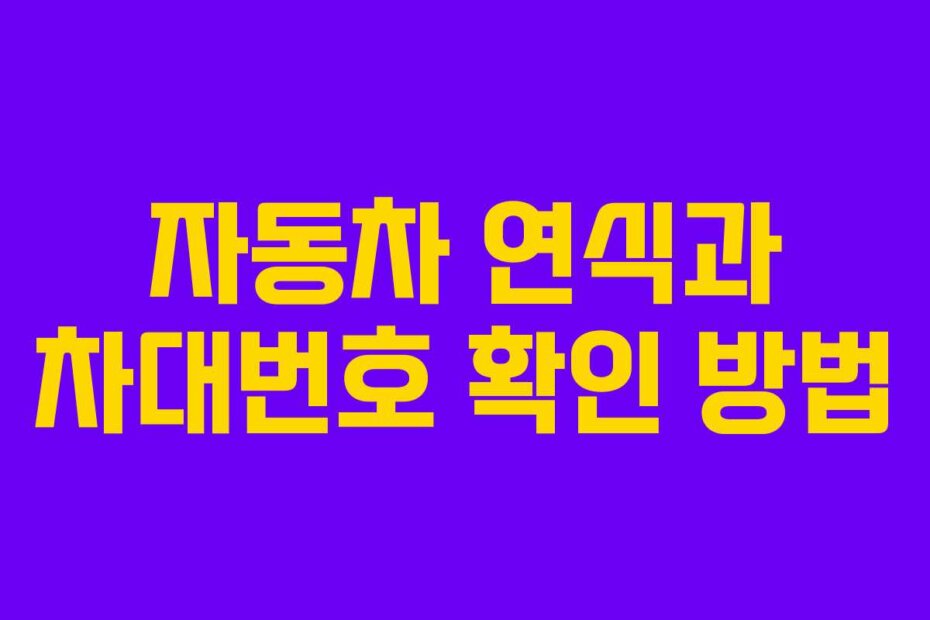 자동차 연식과 차대번호 확인 방법