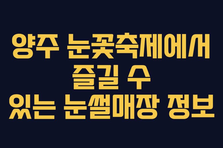 양주 눈꽃축제에서 즐길 수 있는 눈썰매장 정보