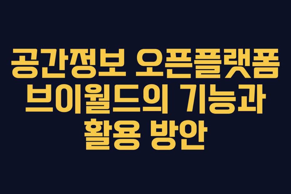 공간정보 오픈플랫폼 브이월드의 기능과 활용 방안