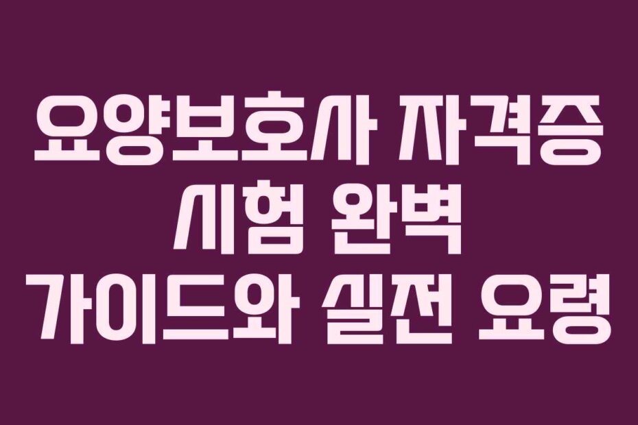 요양보호사 자격증 시험 완벽 가이드와 실전 요령