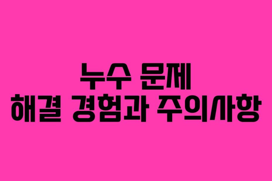 누수 문제 해결 경험과 주의사항