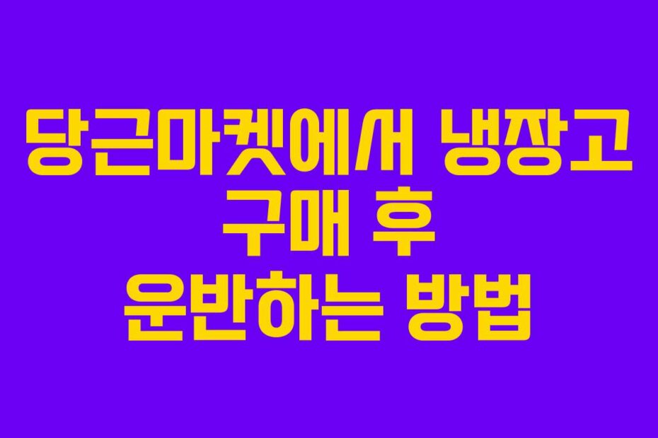 당근마켓에서 냉장고 구매 후 운반하는 방법