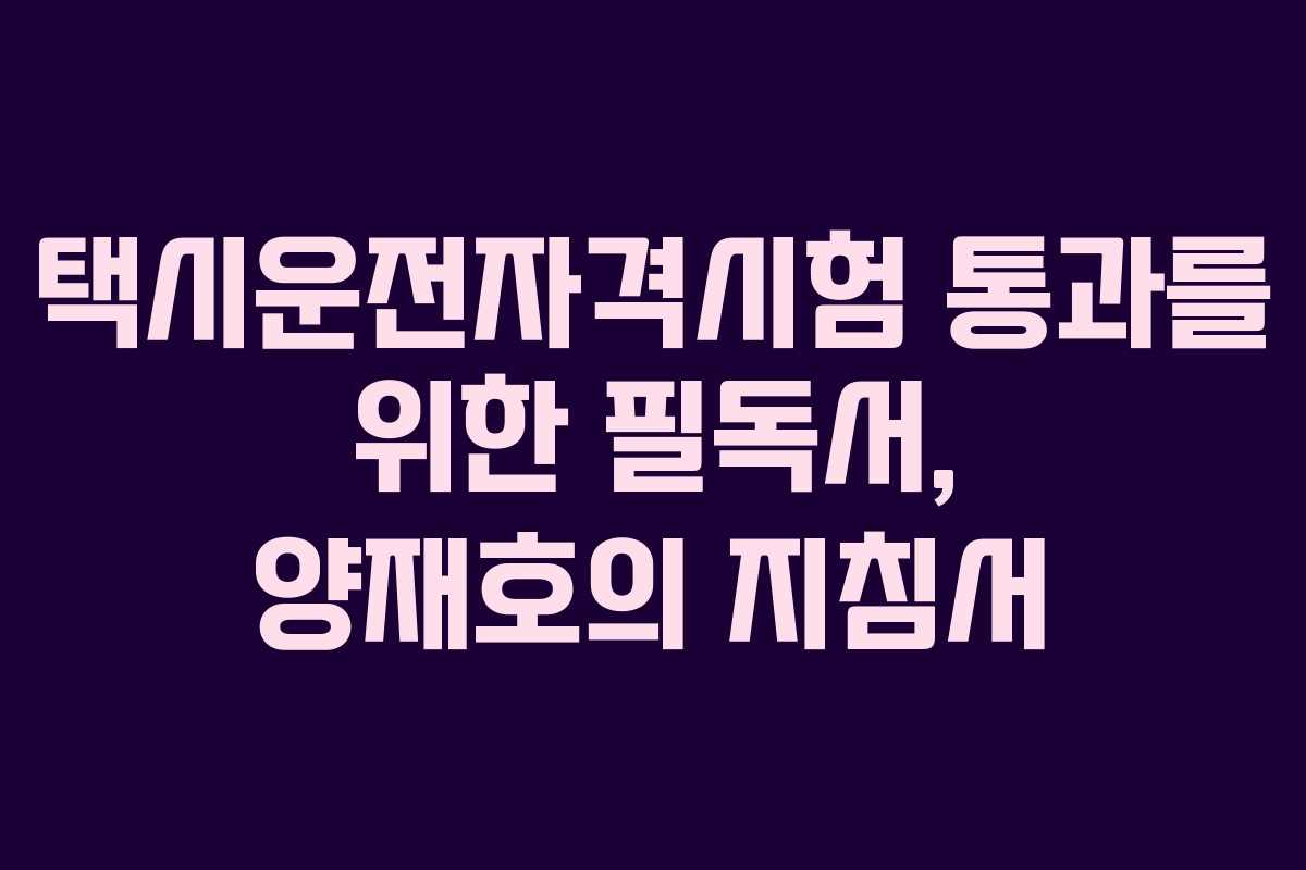 택시운전자격시험 통과를 위한 필독서, 양재호의 지침서