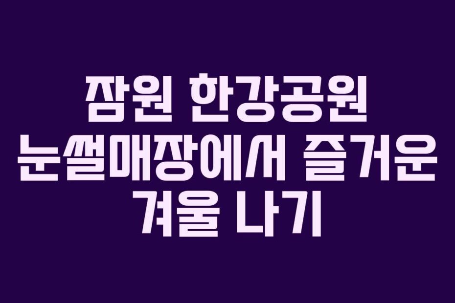 잠원 한강공원 눈썰매장에서 즐거운 겨울 나기 잠원 한강공원 눈썰매장에서 즐거운 겨울 나기