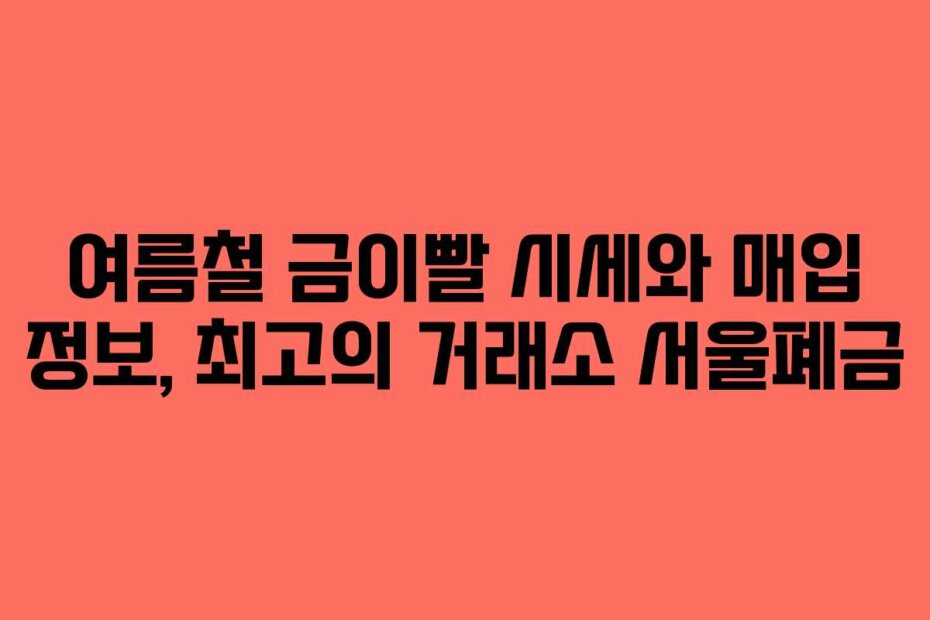 여름철 금이빨 시세와 매입 정보, 최고의 거래소 서울폐금