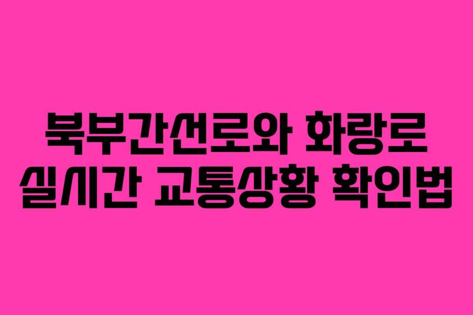 북부간선로와 화랑로 실시간 교통상황 확인법