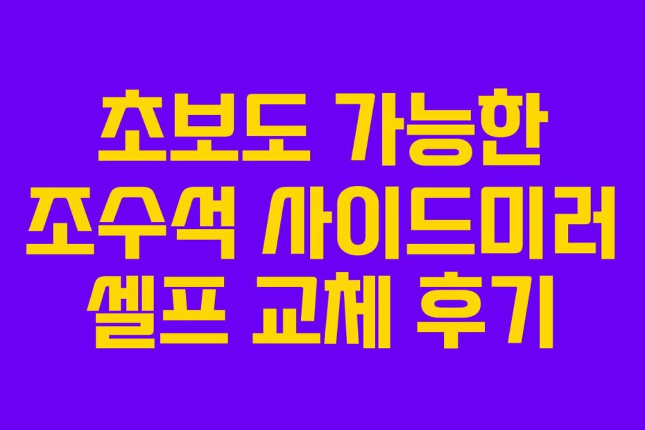 초보도 가능한 조수석 사이드미러 셀프 교체 후기