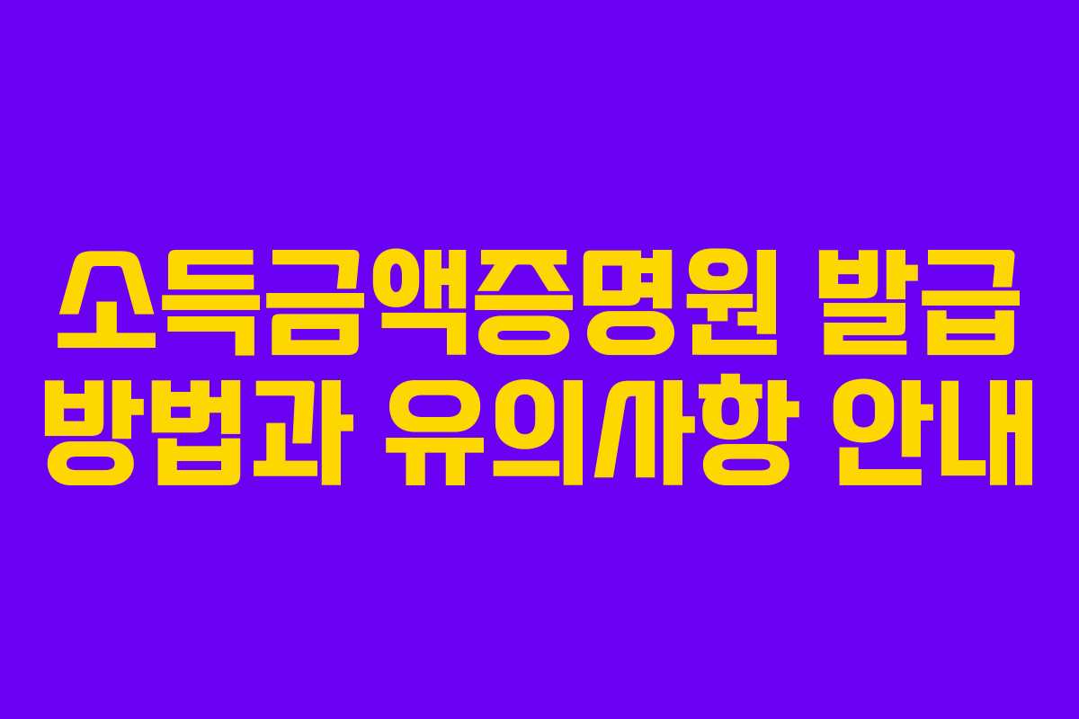 소득금액증명원 발급 방법과 유의사항 안내