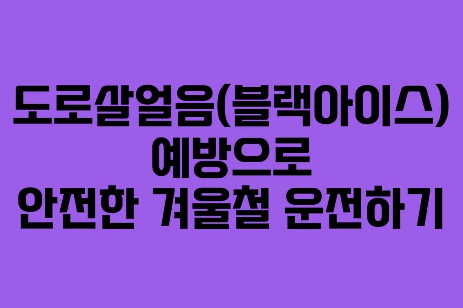 도로살얼음(블랙아이스) 예방으로 안전한 겨울철 운전하기