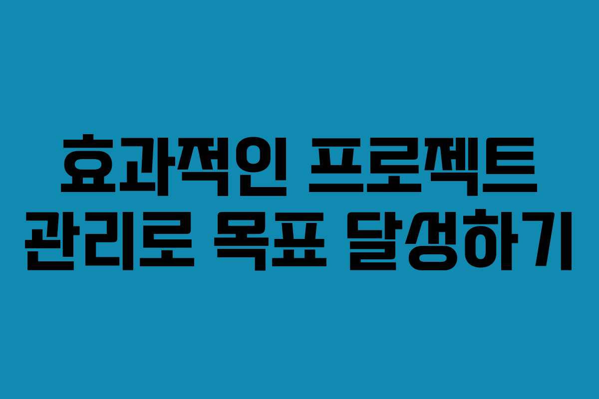 효과적인 프로젝트 관리로 목표 달성하기