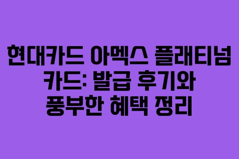 현대카드 아멕스 플래티넘 카드: 발급 후기와 풍부한 혜택 정리