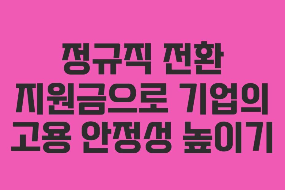 정규직 전환 지원금으로 기업의 고용 안정성 높이기