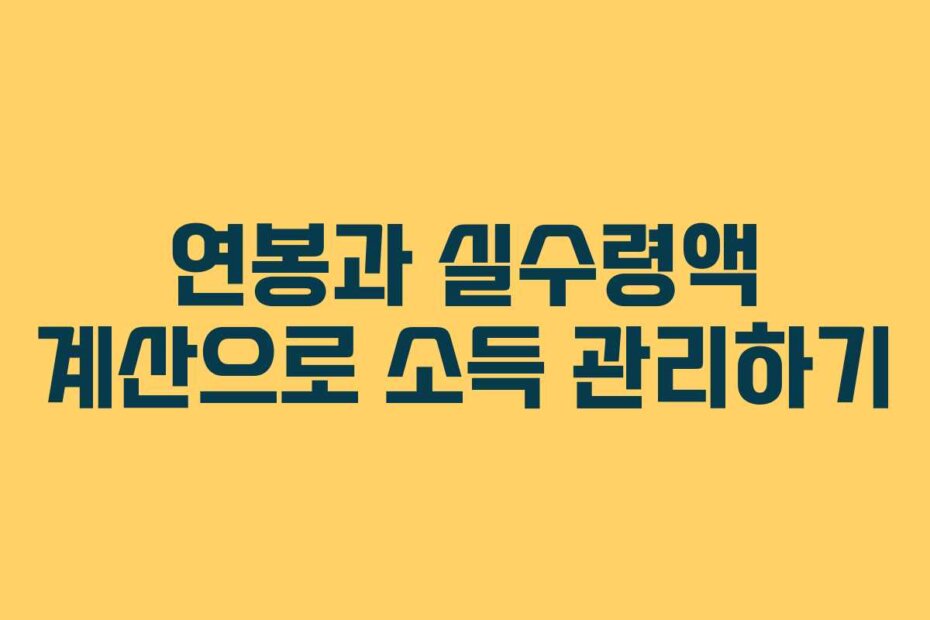 연봉과 실수령액 계산으로 소득 관리하기