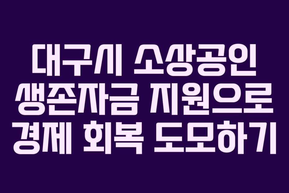 대구시 소상공인 생존자금 지원으로 경제 회복 도모하기