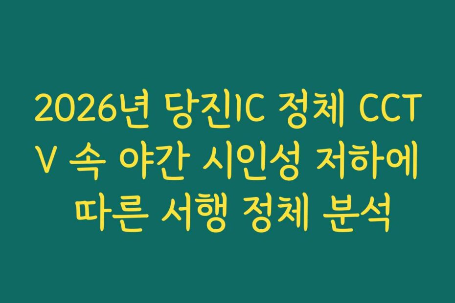 2026년 당진IC 정체 CCTV 속 야간 시인성 저하에 따른 서행 정체 분석