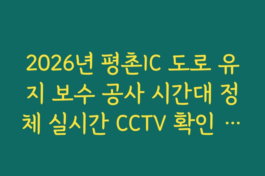 2026년 평촌IC 도로 유지 보수 공사 시간대 정체 실시간 CCTV 확인 정보