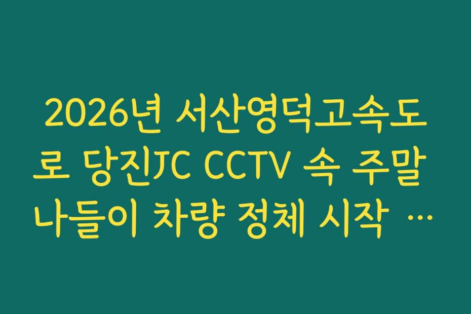 2026년 서산영덕고속도로 당진JC CCTV 속 주말 나들이 차량 정체 시작 시점 실시간 확인