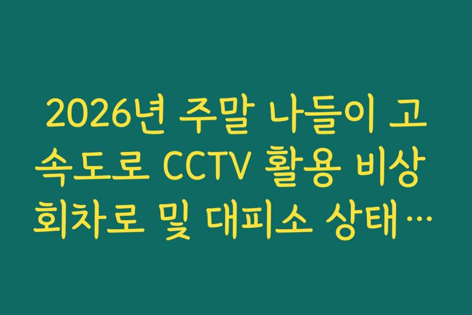 2026년 주말 나들이 고속도로 CCTV 활용 비상 회차로 및 대피소 상태 가이드
