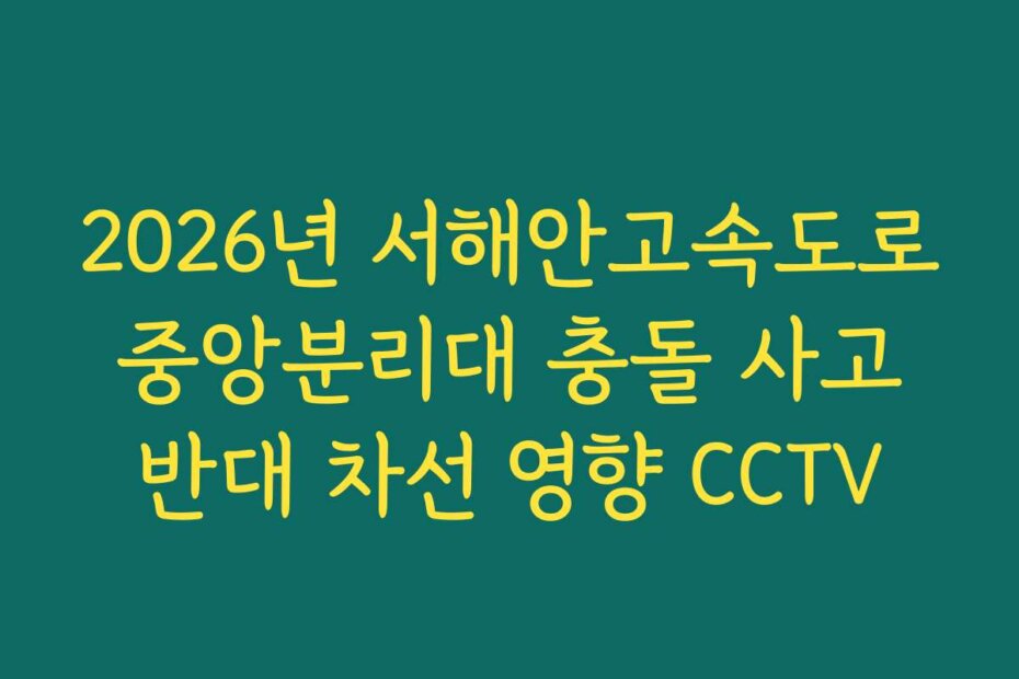 2026년 서해안고속도로 중앙분리대 충돌 사고 반대 차선 영향 CCTV