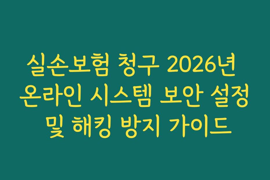 실손보험 청구 2026년 온라인 시스템 보안 설정 및 해킹 방지 가이드