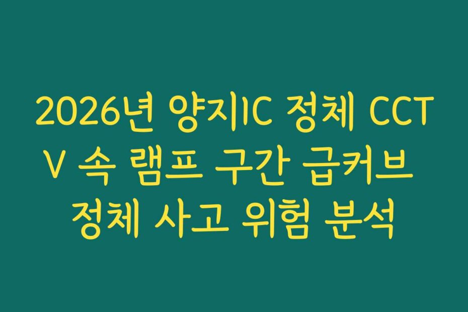 2026년 양지IC 정체 CCTV 속 램프 구간 급커브 정체 사고 위험 분석