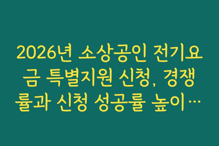 2026년 소상공인 전기요금 특별지원 신청, 경쟁률과 신청 성공률 높이는 전략