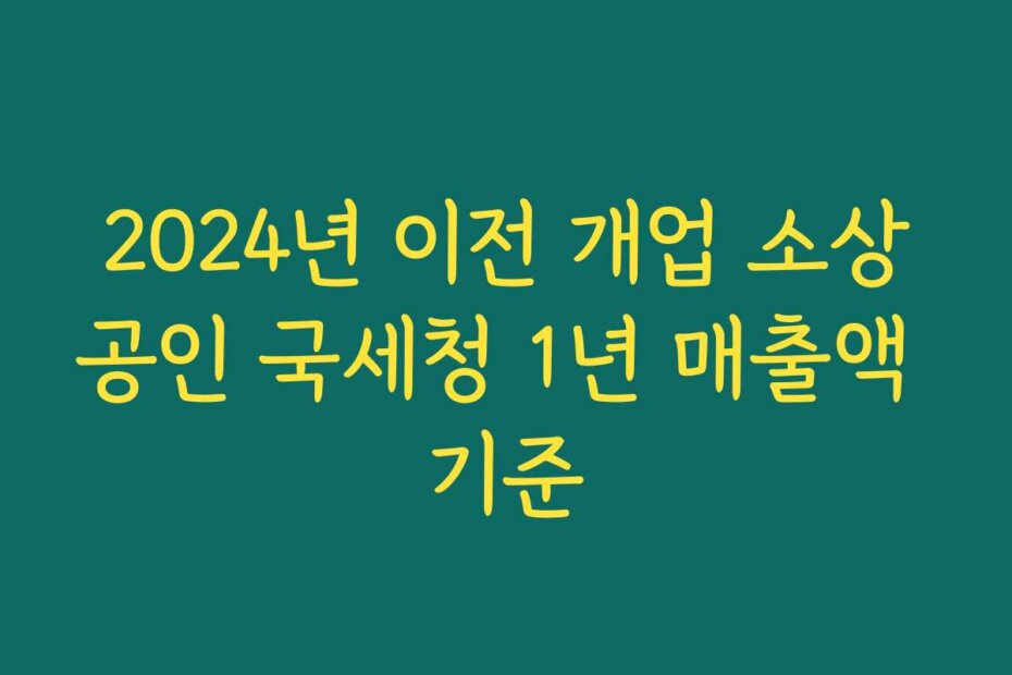 2024년 이전 개업 소상공인 국세청 1년 매출액 기준