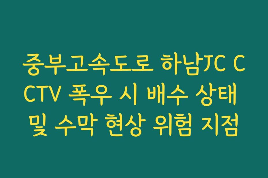 중부고속도로 하남JC CCTV 폭우 시 배수 상태 및 수막 현상 위험 지점