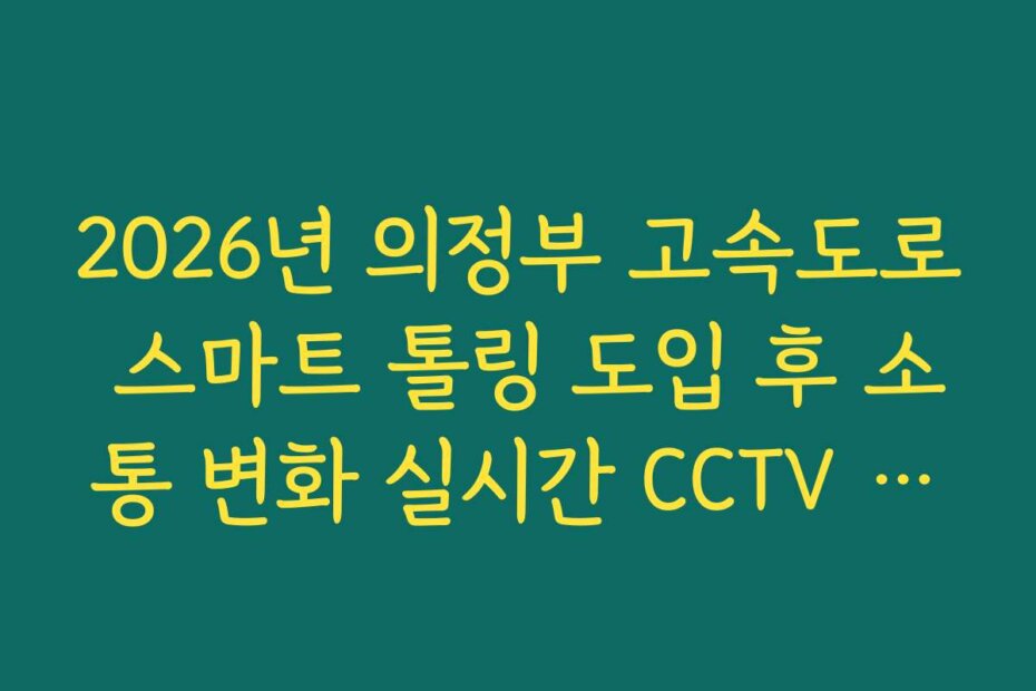 2026년 의정부 고속도로 스마트 톨링 도입 후 소통 변화 실시간 CCTV 확인
