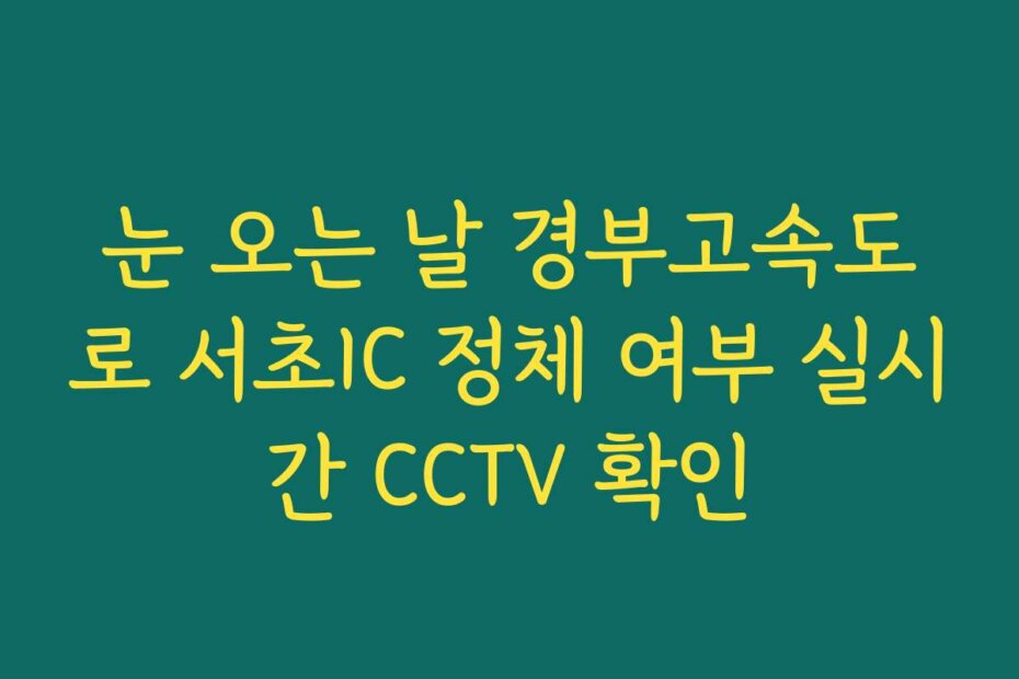 눈 오는 날 경부고속도로 서초IC 정체 여부 실시간 CCTV 확인