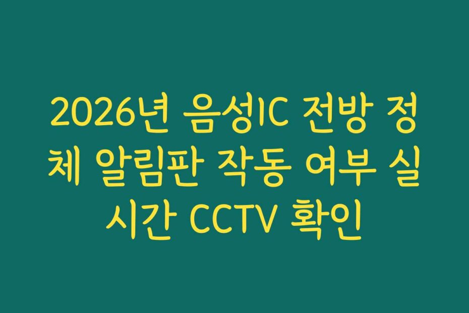2026년 음성IC 전방 정체 알림판 작동 여부 실시간 CCTV 확인