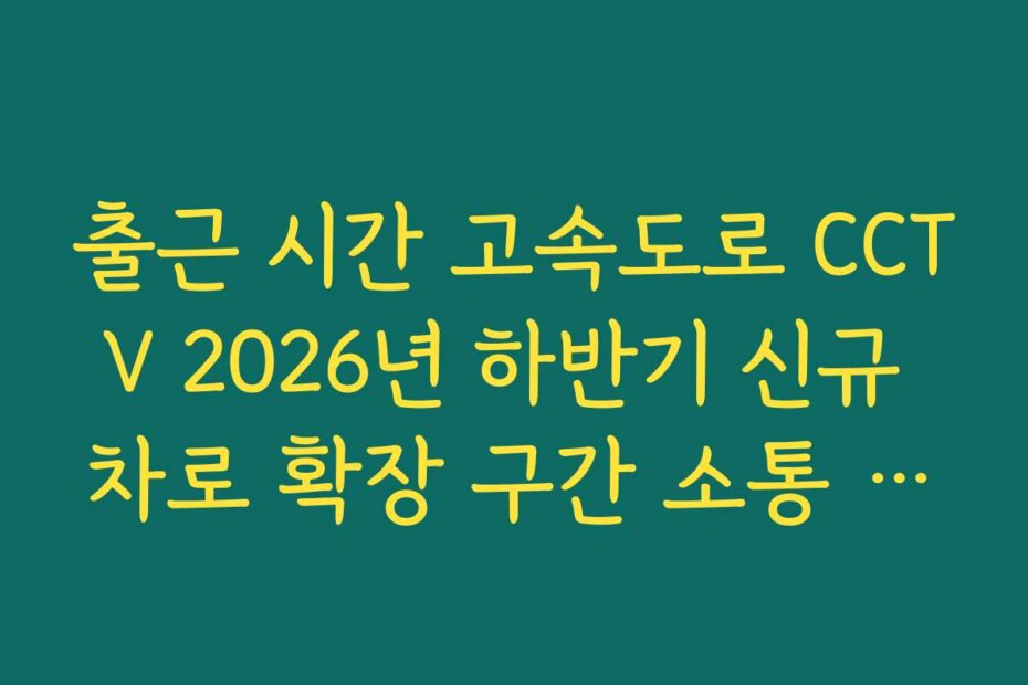 출근 시간 고속도로 CCTV 2026년 하반기 신규 차로 확장 구간 소통 실시간 체크