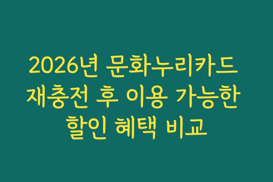 2026년 문화누리카드 재충전 후 이용 가능한 할인 혜택 비교