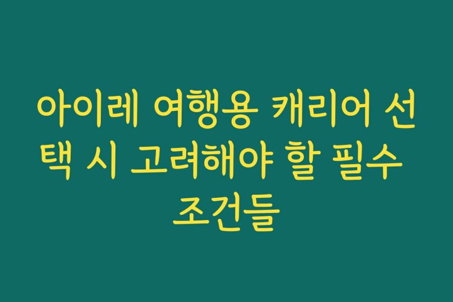 아이레 여행용 캐리어 선택 시 고려해야 할 필수 조건들